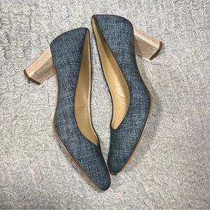Talbots Women’s 9 M Blue Jean Denim Tan Heels Dress Pumps